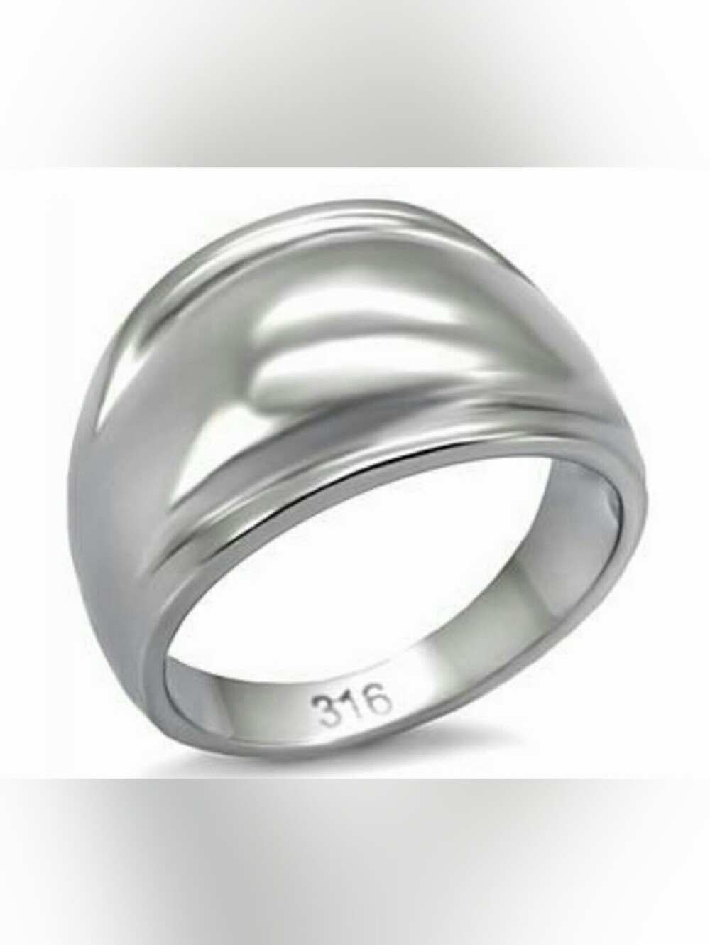 Silver Stainless Steel Cocktail wide Band Ring  Size 4.5  bohemian  *